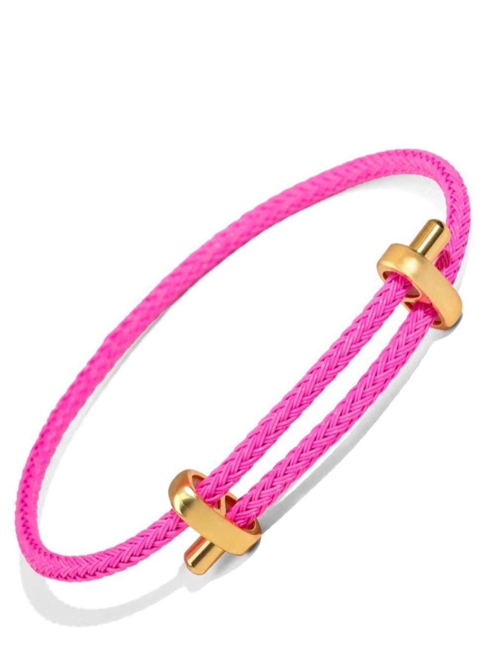 Gold Accent Pink Braided Rope Bracelet